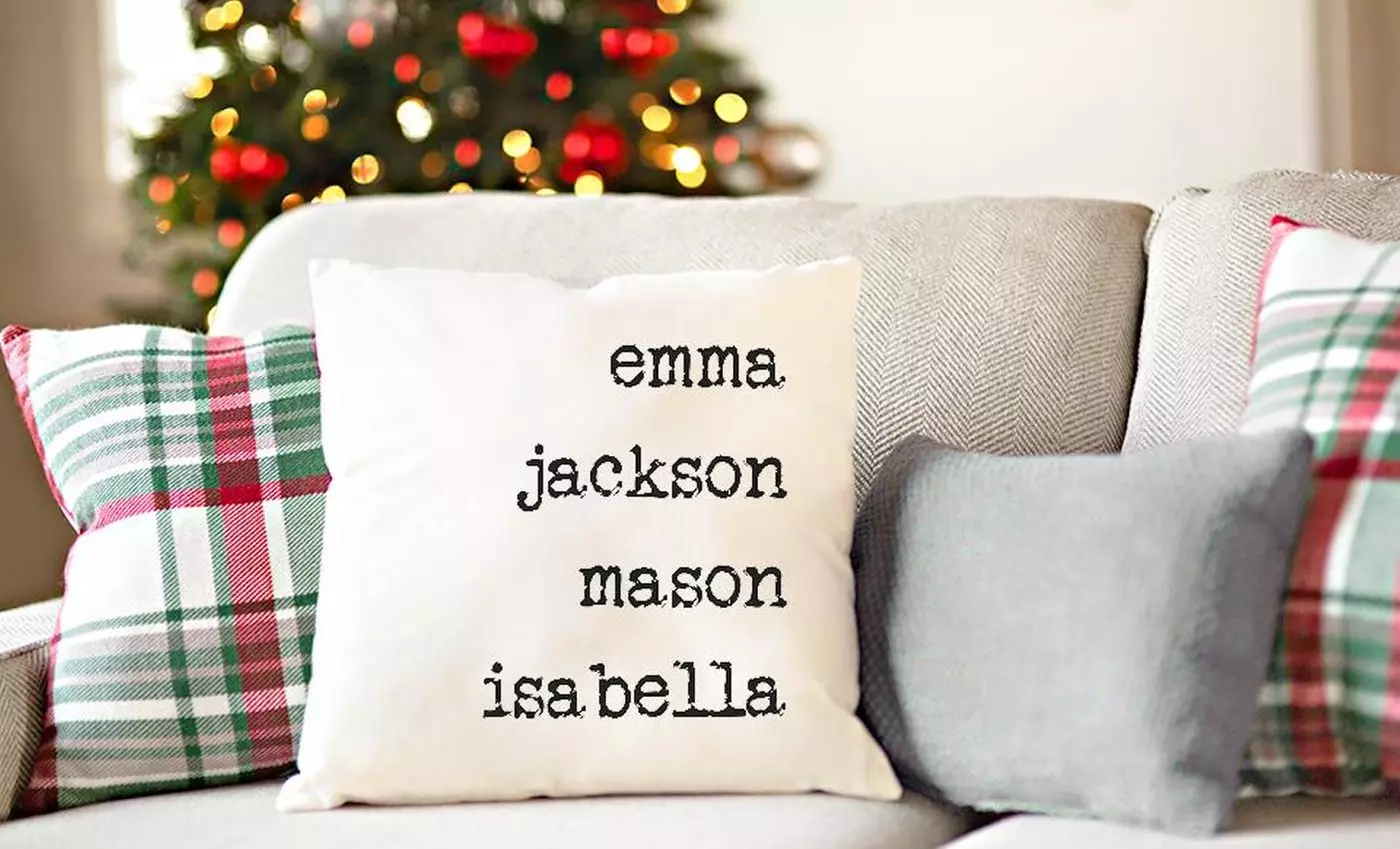 Personalized Family Name Throw Pillow Covers from Qualtry (Up to 28% Off). Four Options Available. - Primary Image