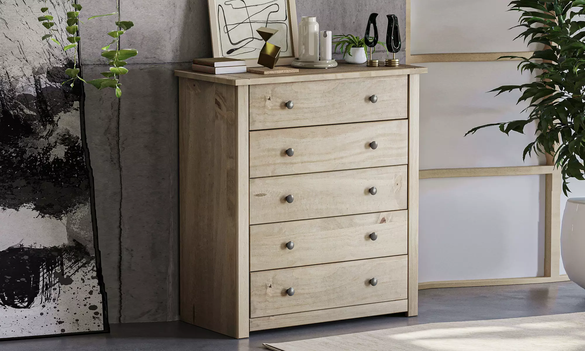 Panama Solid Pine Wood Bedroom Storage Furniture - Primary Image