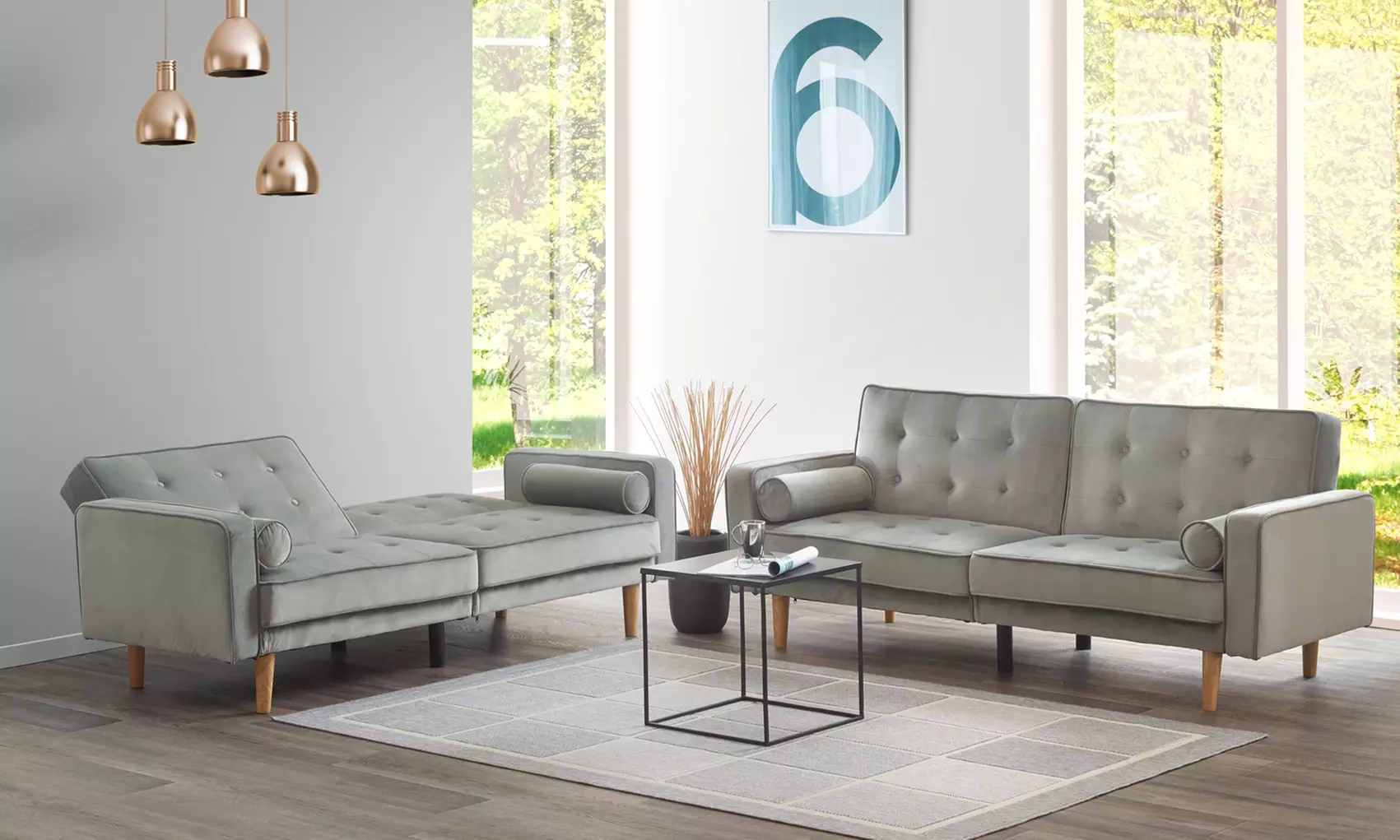 Canapé Clic Clac en velours convertible - Primary Image