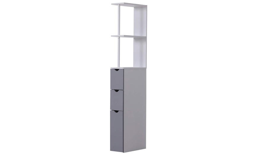 Image 1: HomCom Tall Bathroom Cabinet