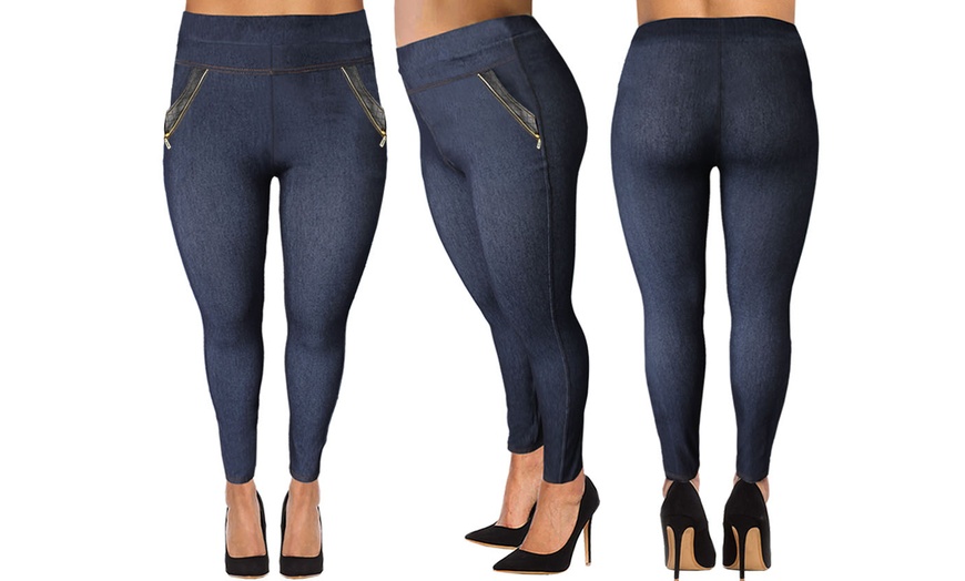 Image 5: Plus Size Denim Jeggings