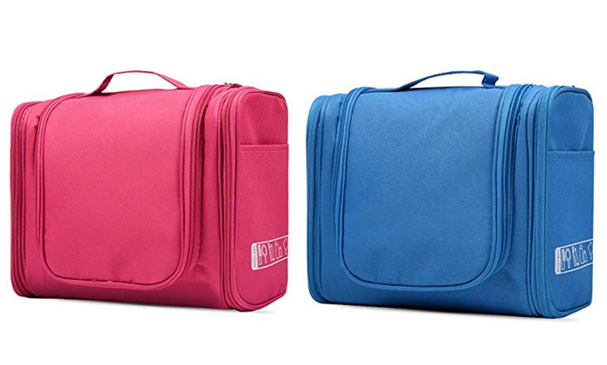 Image 20: One or Two Multi-Compartment Waterproof Toiletry Bags