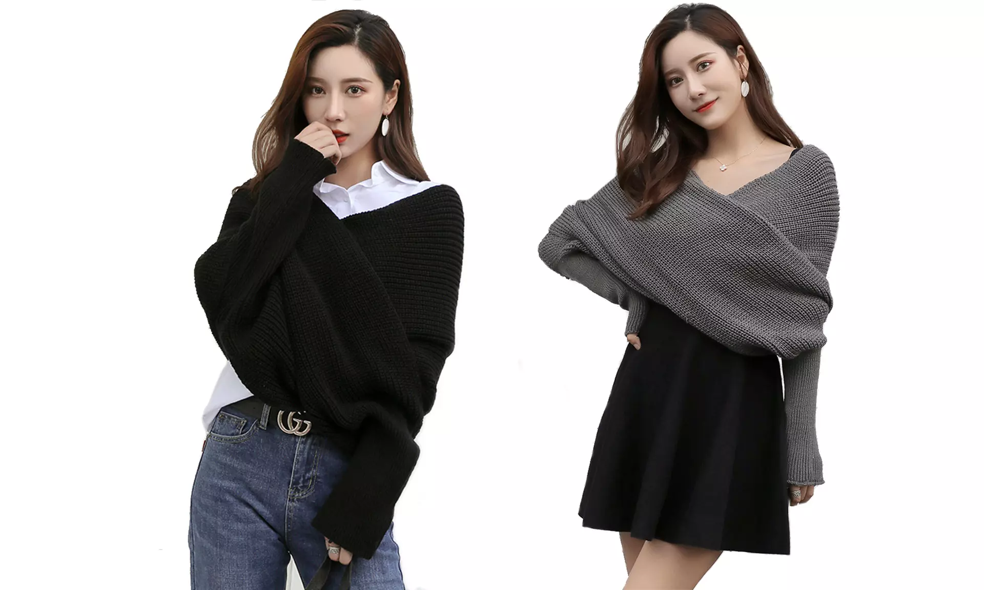 1 of 2 omslagsjaals met mouwen