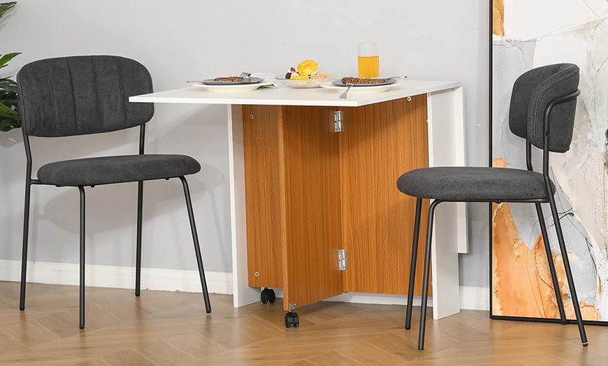 Image 8: HomCom Mobile Dining Table