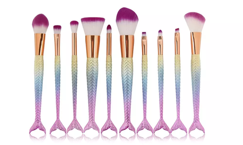 Kit de 5 ou 10 pinceaux de maquillage sirène - Primary Image