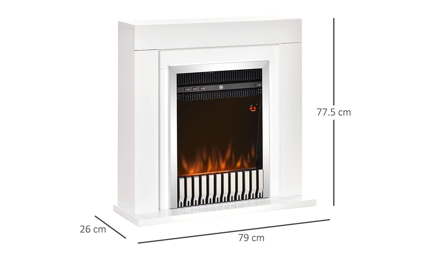 Image 7: HomCom Electric White Fireplace with Remote Control