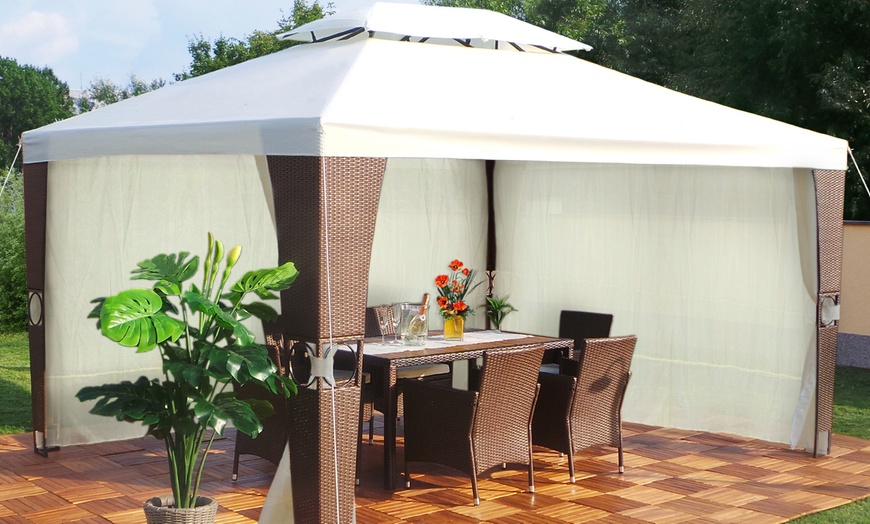 Image 11: Rattan-Effect Gazebo with LED