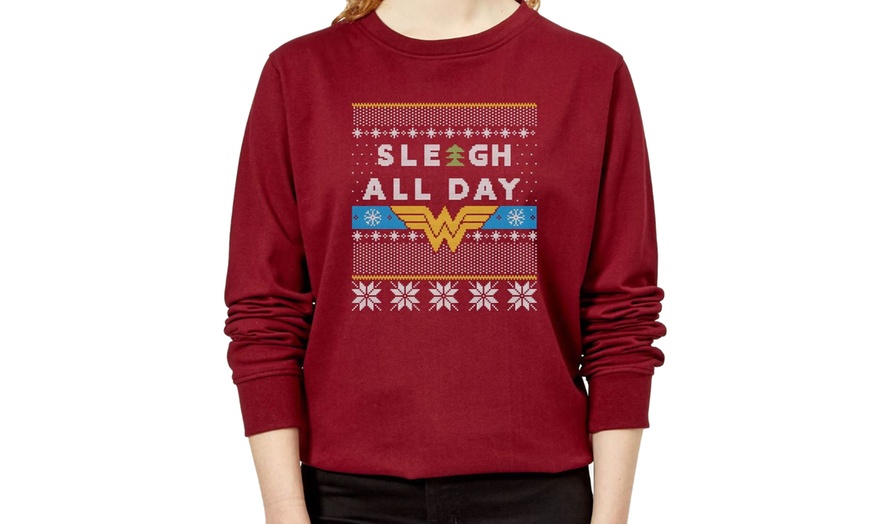 Image 1: Zavvi Wonder Woman 'Sleigh All Day Women's Christmas Jumper