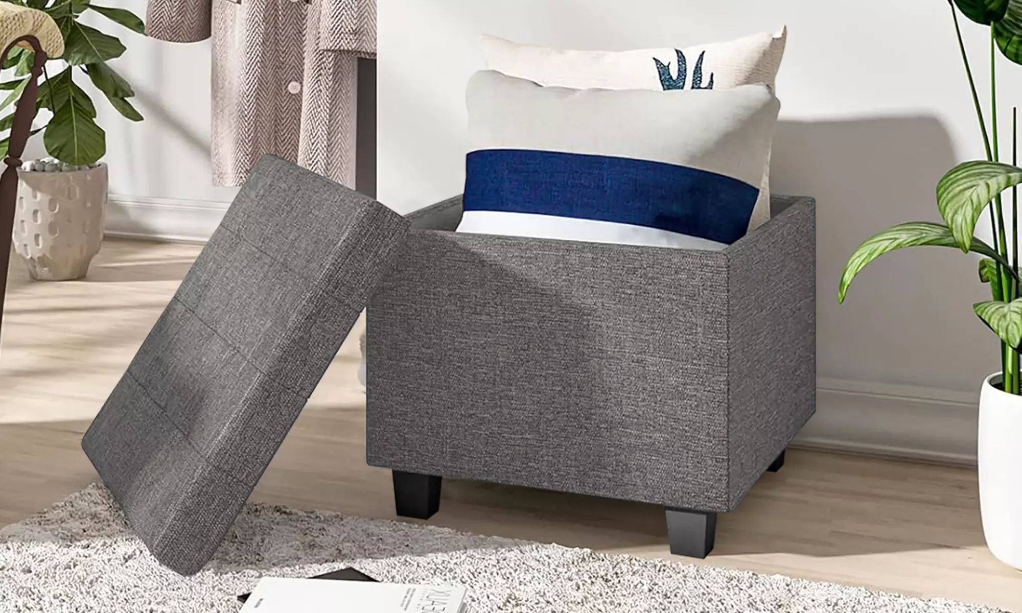 Pouf avec espace de rangement
