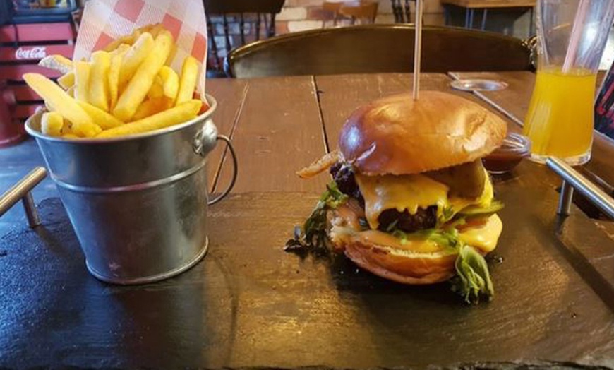 Image 9: Burger with Chips and Soft Drink