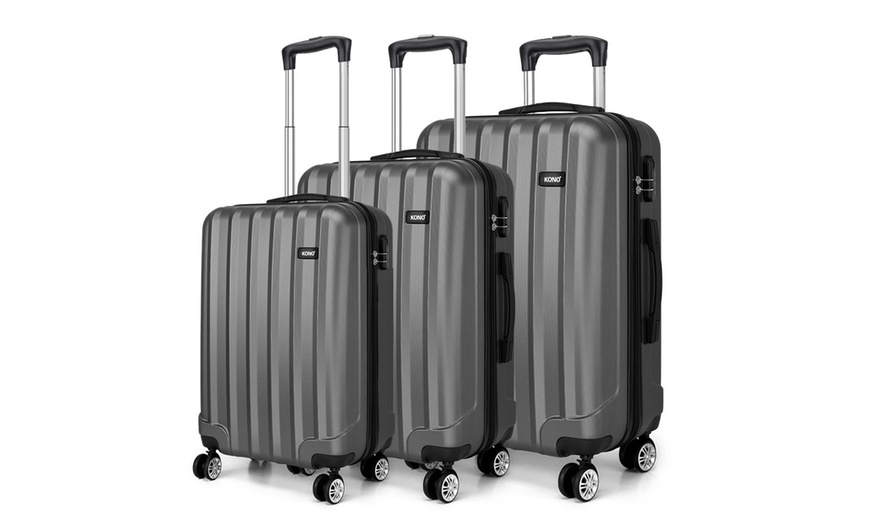 Image 2: Three Piece Set Four Wheels Hard Shell Suitcases