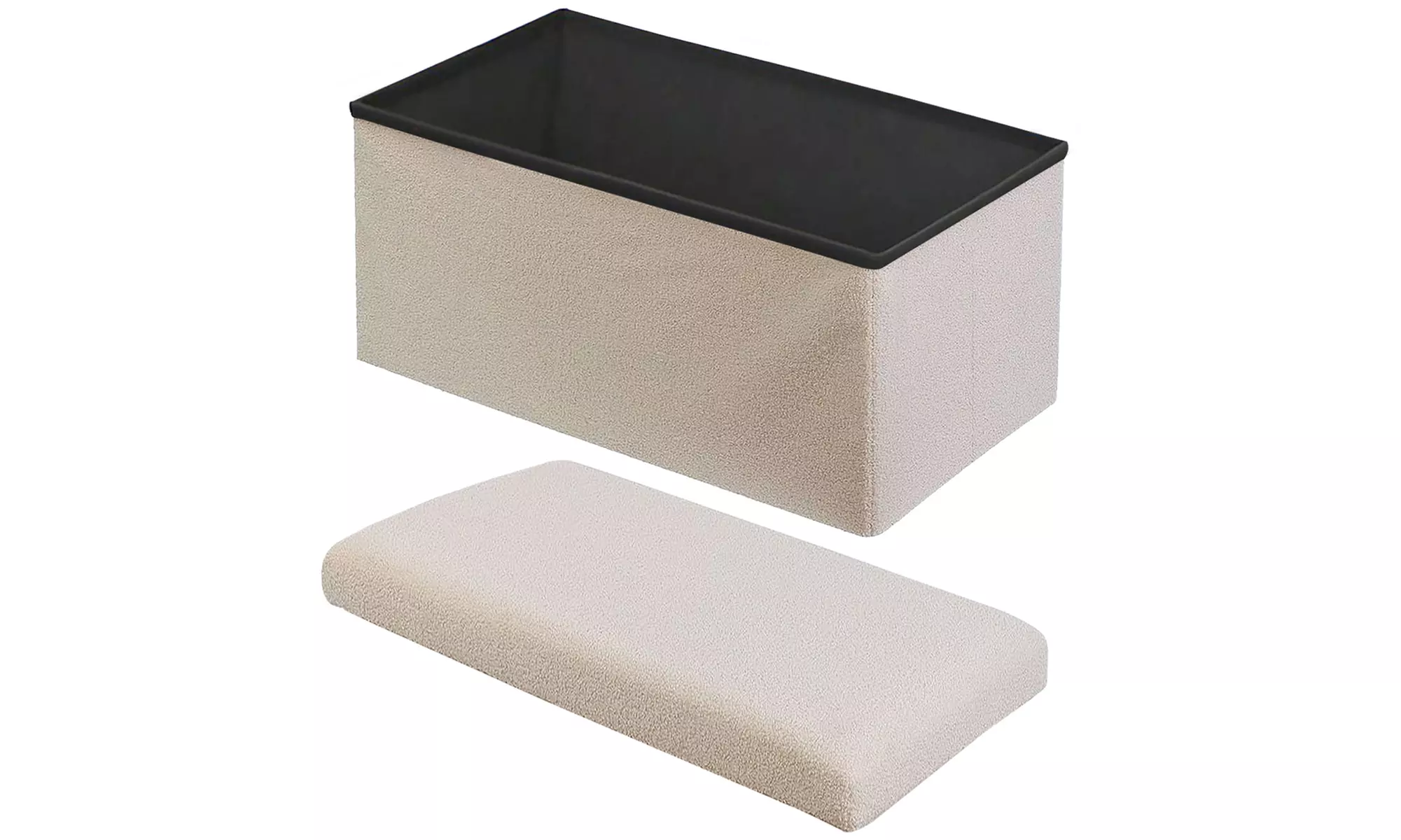 Teddy Boucle Storage Ottoman or Foldable Cube Footstool