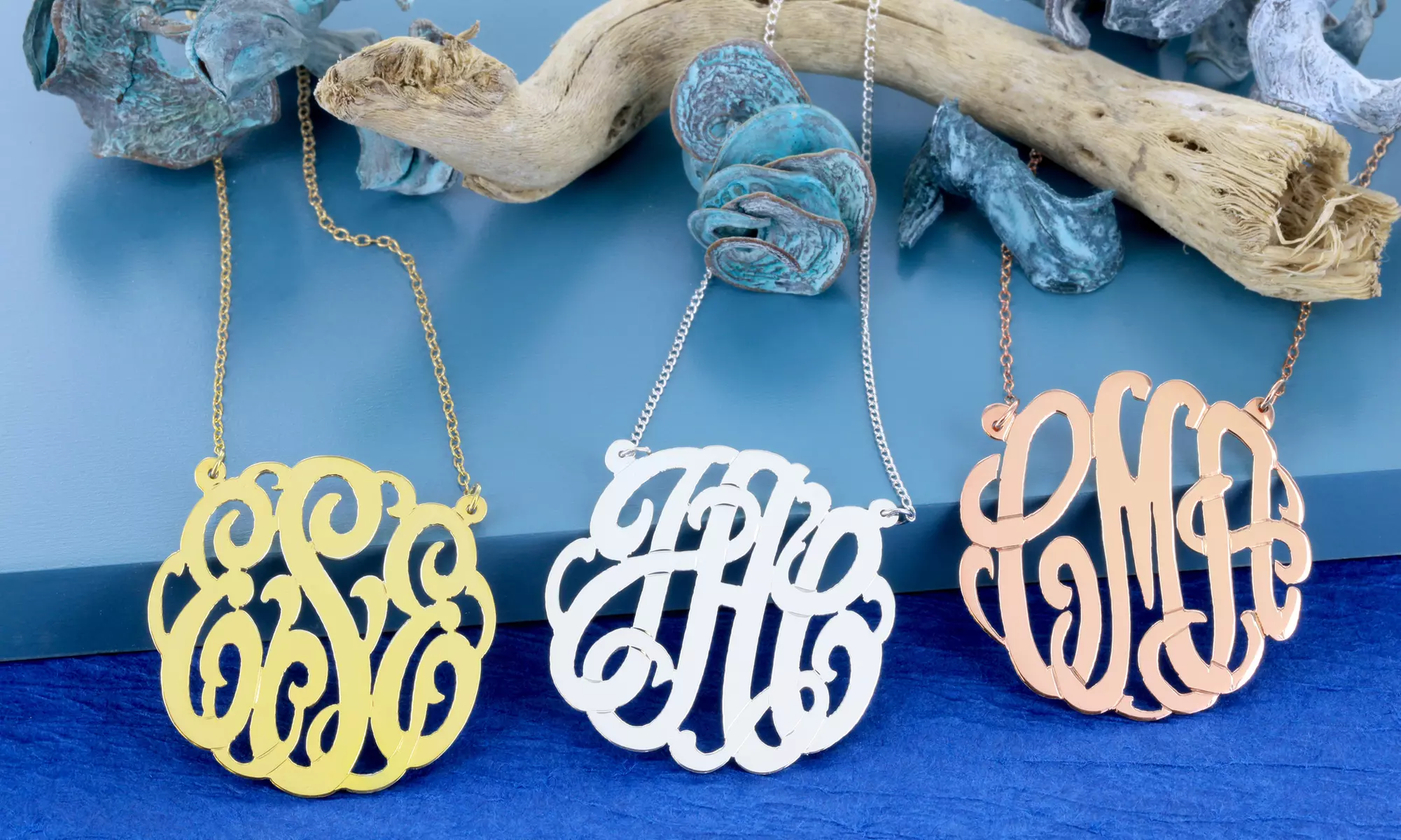 Monogrammed Sterling-Silver Necklace with Optional Yellow or Rose Gold Color from Monogram Online (Up to 76% Off) - Primary Image