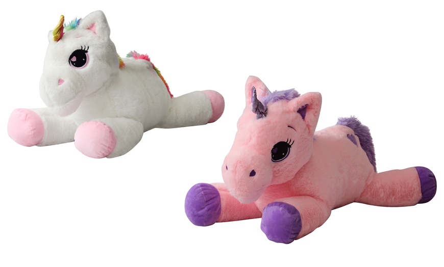 Image 1: 30cm Large Lying Soft Stuffed Unicorn Plushie