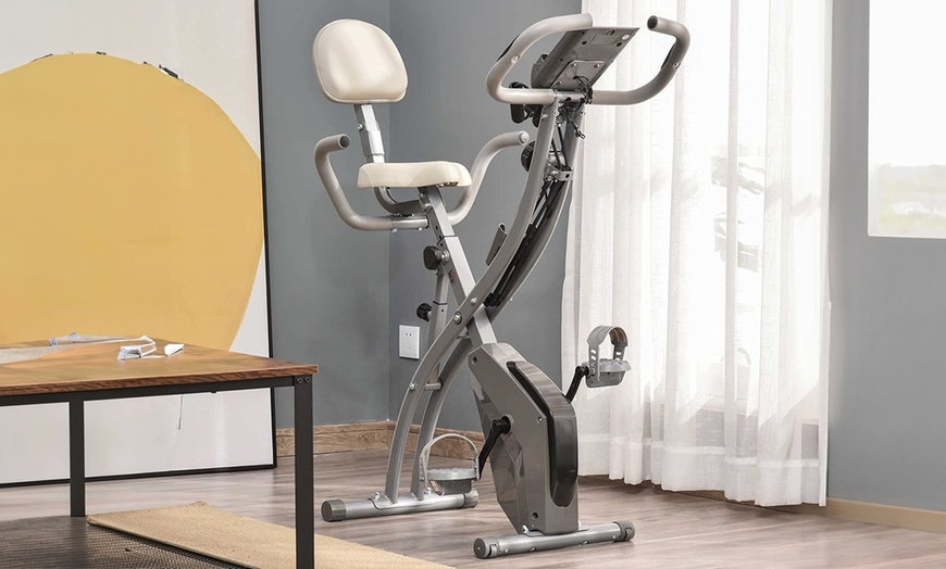 Image 2: HomCom 2-In-1 Folding Exercise Bike