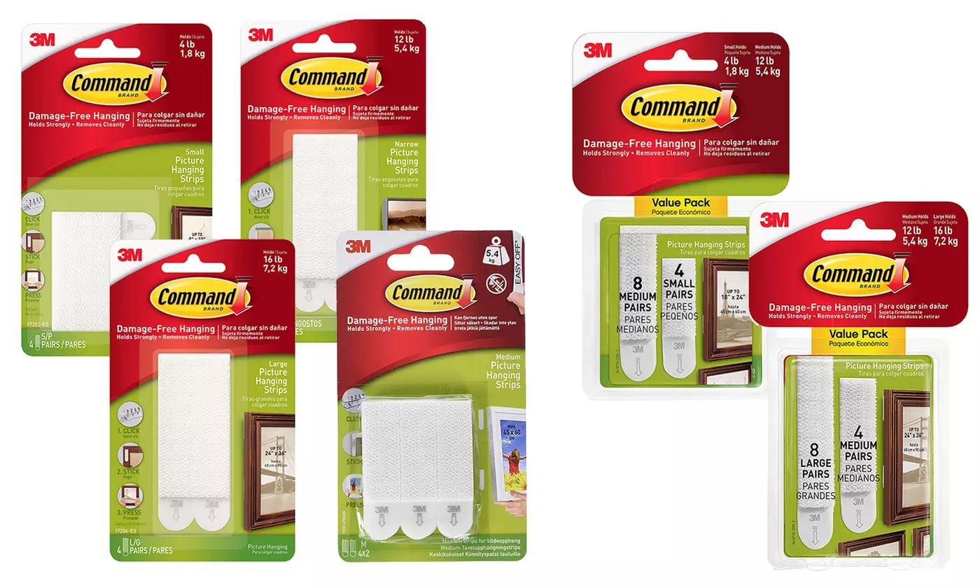 One, Two or Five Command Adhesive Picture Strips Four-Packs - Primary Image