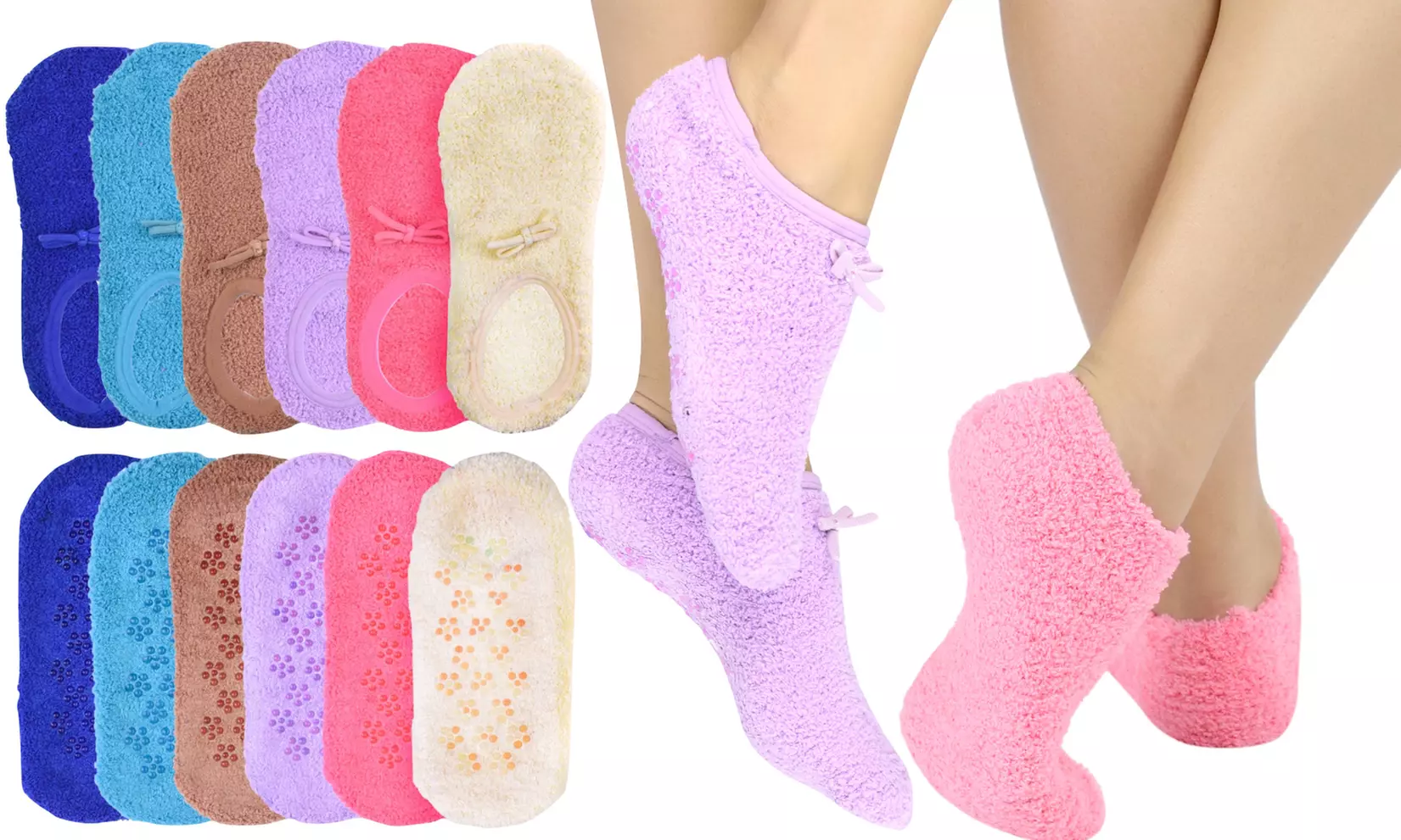 Women's Pastel Non-Skid Slipper Socks (6-Pairs) - Primary Image