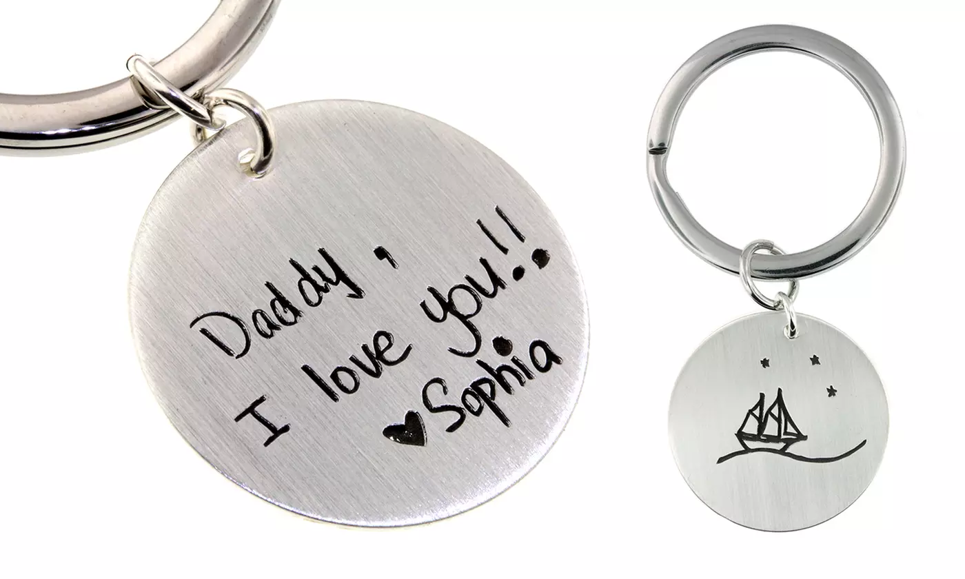 Hannah Design Sterling Silver Key Chain Engraved with Your Handwriting (Up to 51% Off) - Primary Image