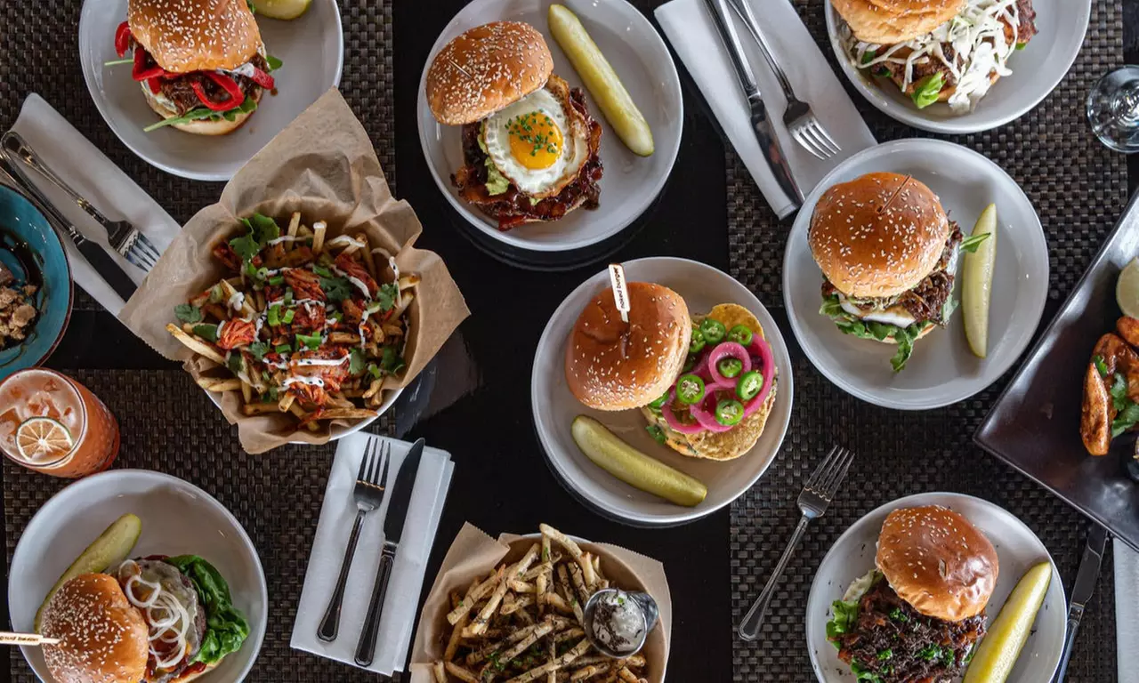 Food and Drink for Takeout or Dine-In When Available at Naked Burger (Up to 15% Off). Two Options Available. - Primary Image