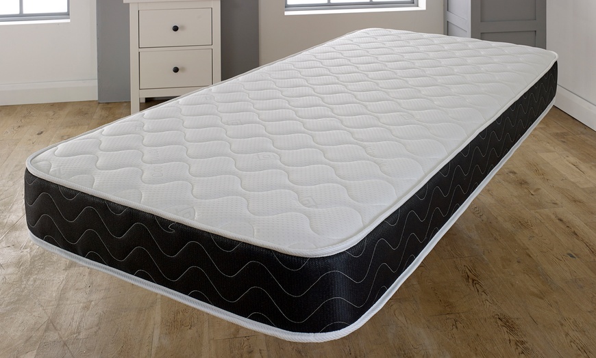 Image 1: Black Quilted Wavy Spring Memory Foam Mattress