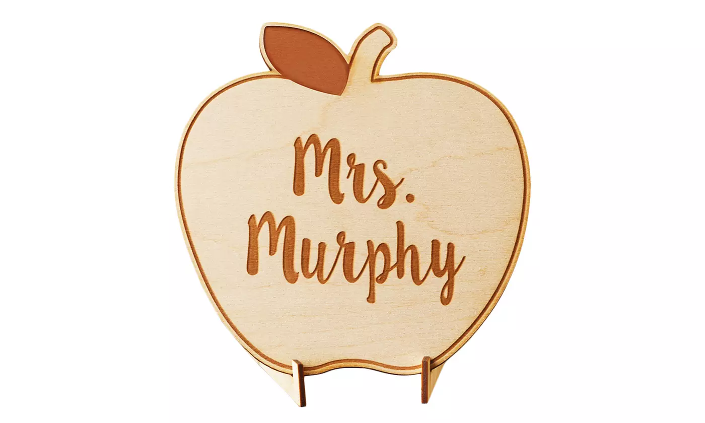 Custom Laser Engraved Wooden Teacher's Apple Plaque from Personalized Planet (Up to 57% Off) - Primary Image