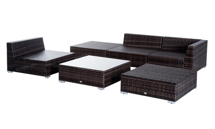 Image 6: Outsunny Six-Piece Rattan-Effect Outdoor Furniture Set