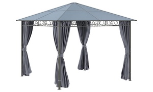 Outsunny Hardtop Gazebo with UV-Resistant Roof and Curtains