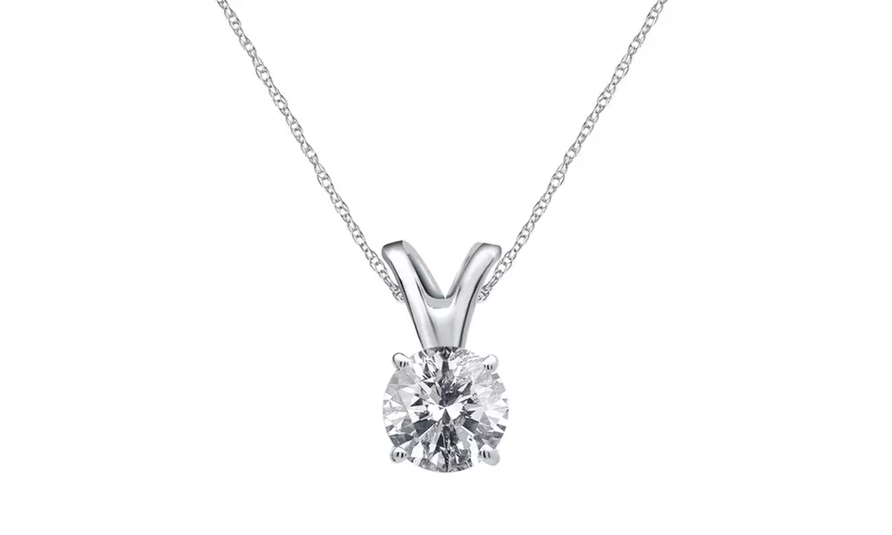0.38 CTW Certified Solitaire Diamond Pendant in 14K Gold by Brilliant Diamond - Primary Image