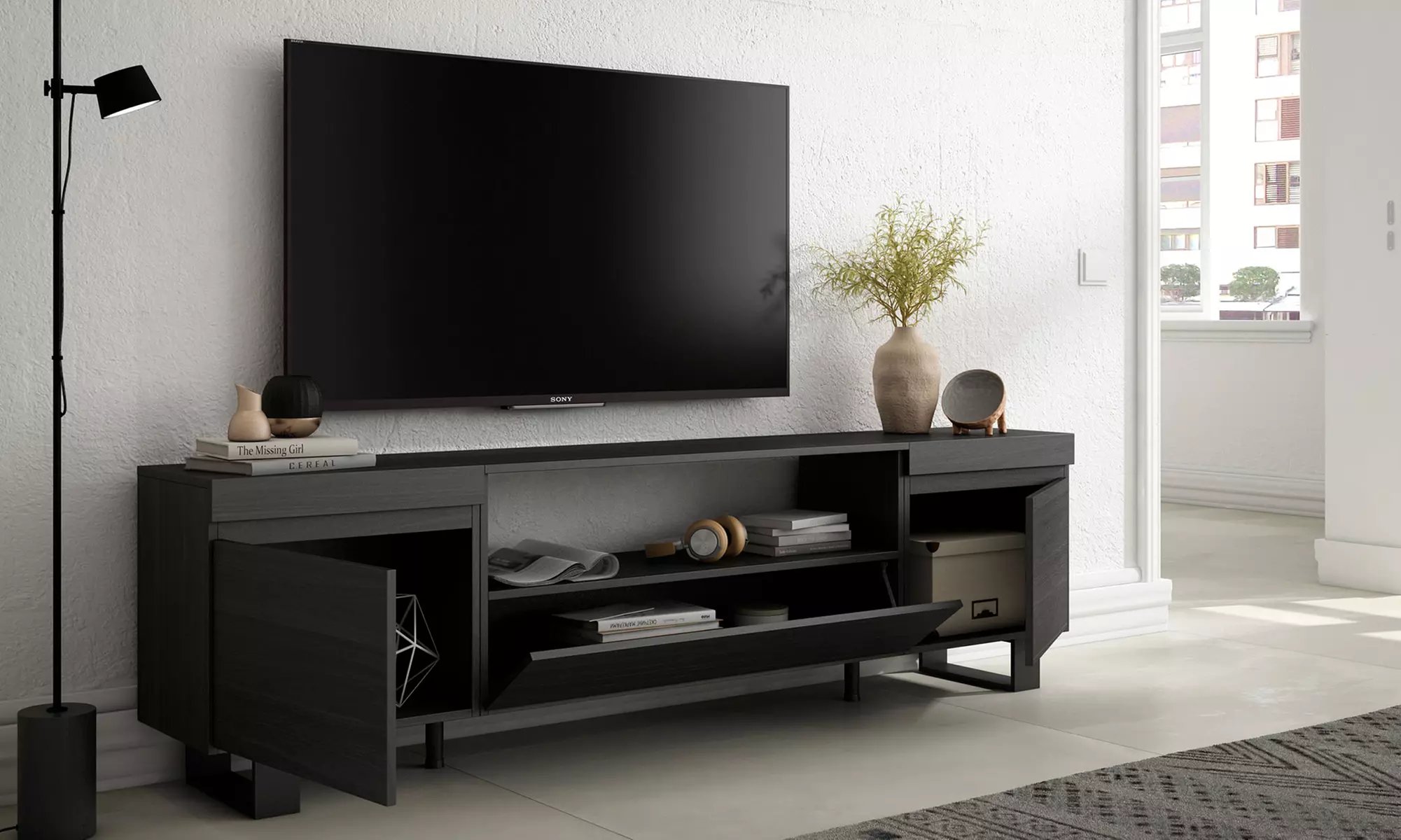 TV-Schrank mit/ohne LED-Elektrokamin