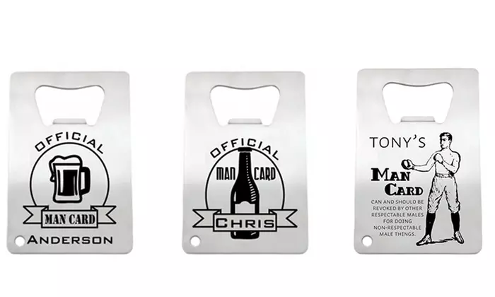 One, Three, or Five Man Card Stainless Steel Credit Card Bottle Openers from Lazer Designs (Up to 50% Off) - Primary Image