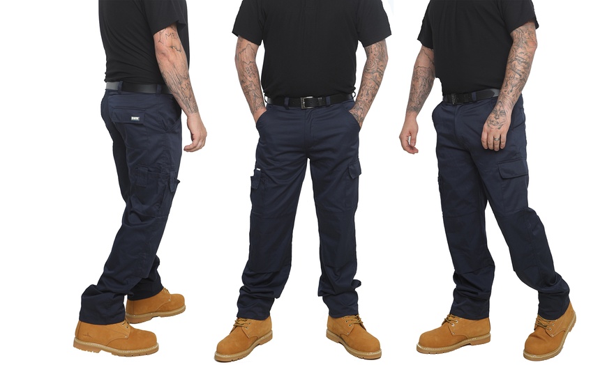 Image 3: Men's Cargo Combat Trousers with Knee Pad Pockets