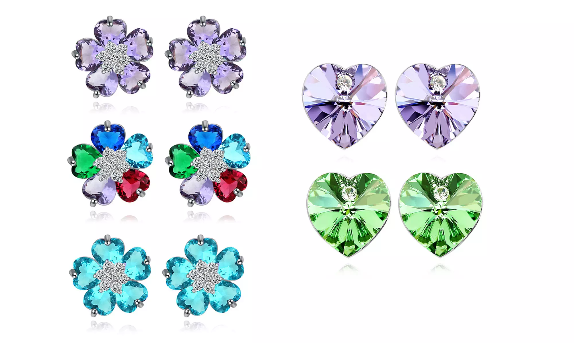 1 ou 2 paires de boucles d'oreilles fleur ou cœur - Primary Image