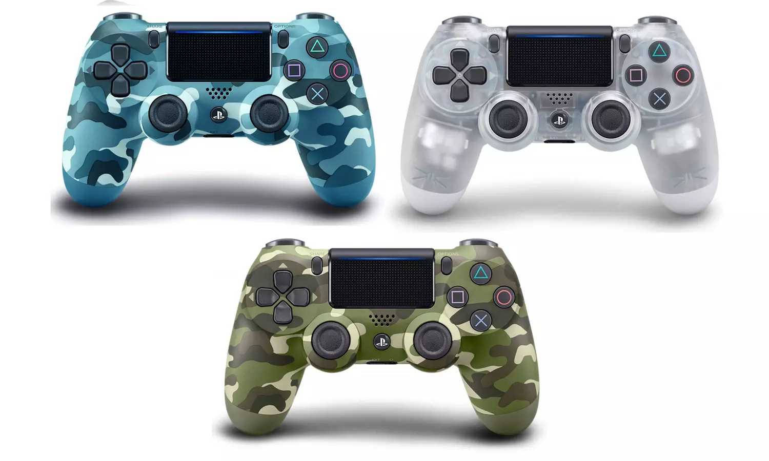 DualShock 4 Controller for PlayStation 4 - Green Camo, Blue Camo, or Crystal - Primary Image
