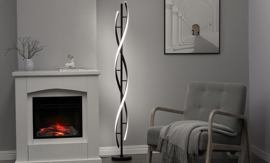 Image 1: Modern LED Floor Lamp with Foot Switch in 2 Colours