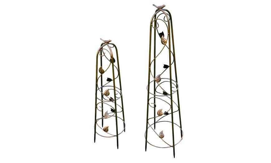 Image 9: Two Garden Gear Metal Ornamental Obelisks