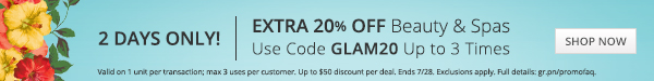 2 Days Only! Up to 20% Off 3 Beauty & Spa Deals