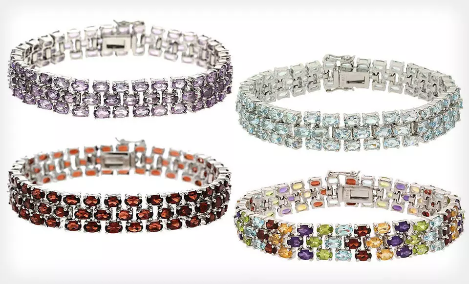 $59 for a Three-Row Gemstone Tennis Bracelet ($199.99 List Price). Four Styles Available. Free Shipping and Returns. - Primary Image