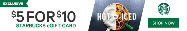 $5 for $10 Starbucks eGiftCard