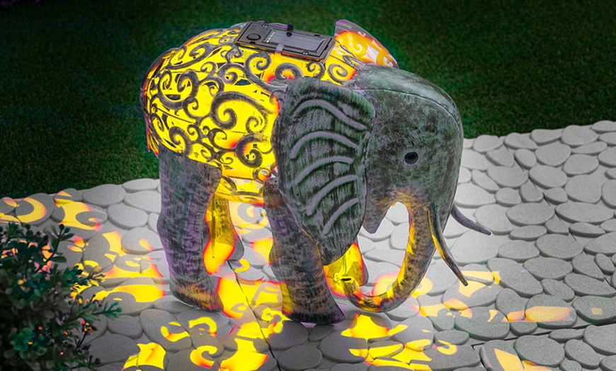 Image 5: One or Two Ornamental Metal Elephant Solar Lights