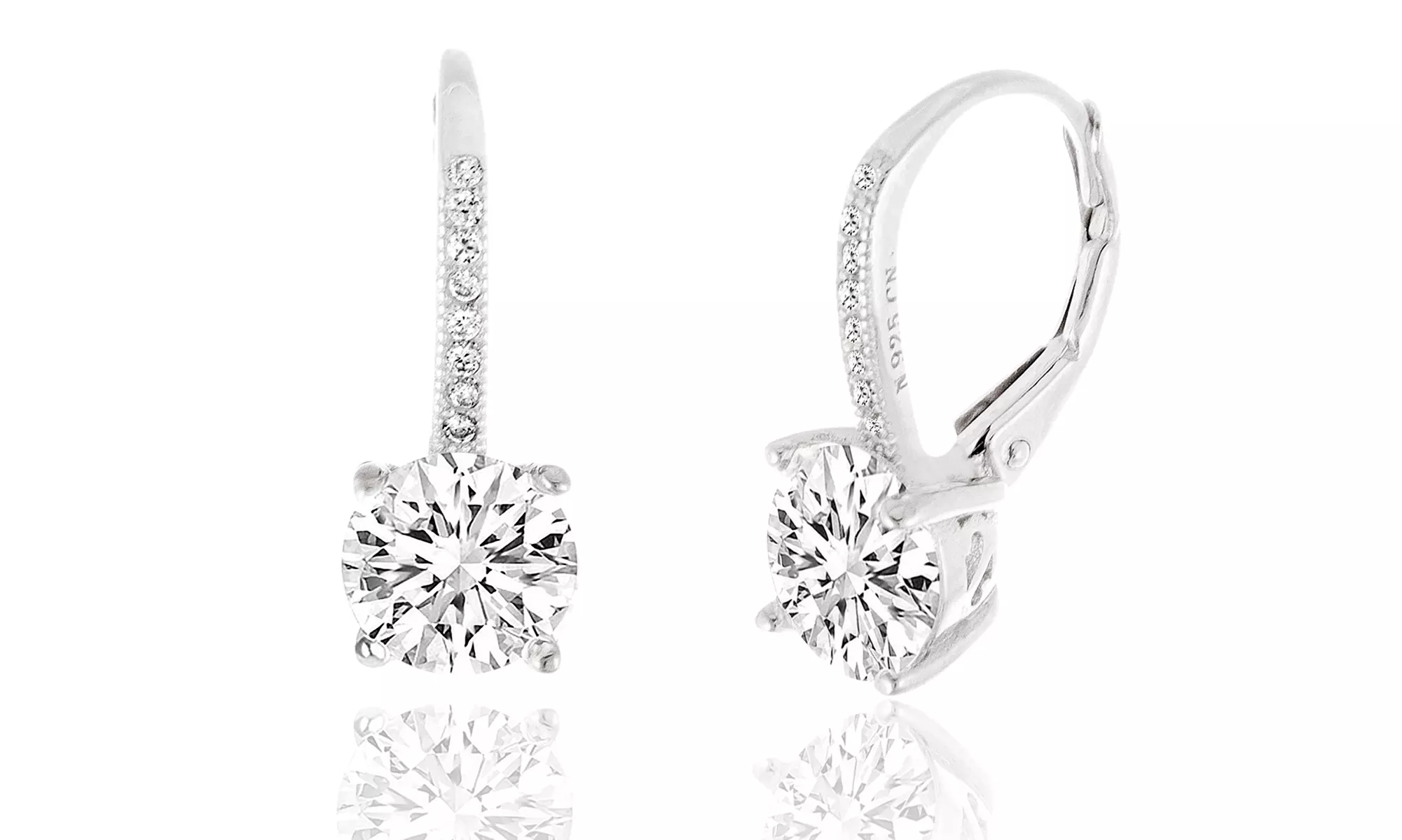 Sterling Silver Leverback Earrings Made with Swarovski Elements Crystal - Primary Image