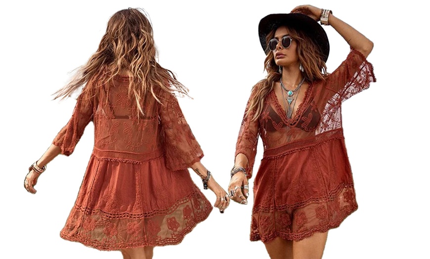 Image 5: Boho Lace Beach Cover-Up Dress