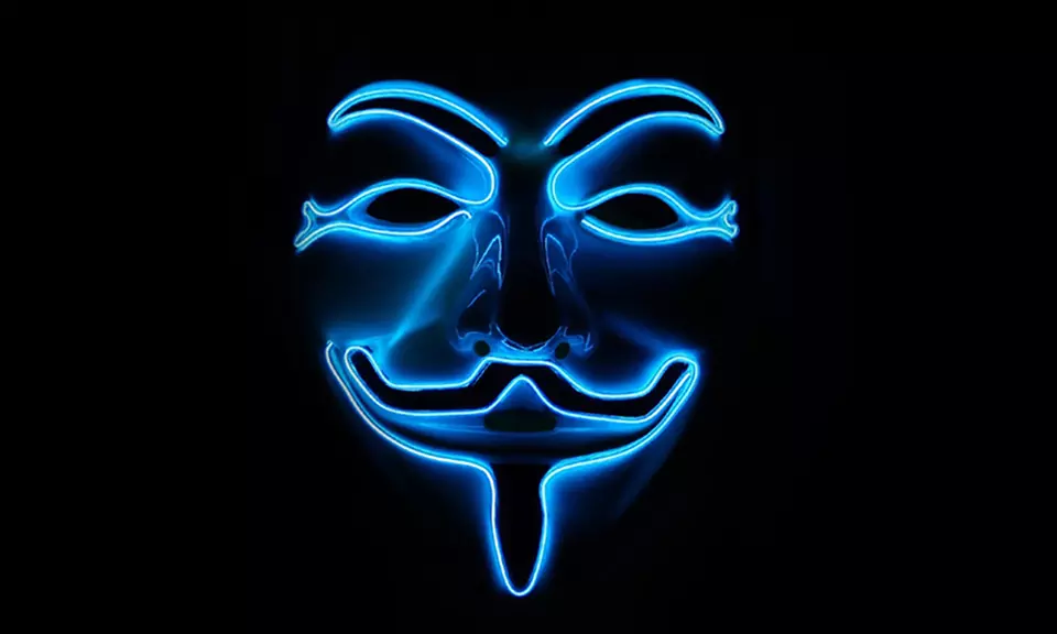 Blue Light Up Guy Fawkes Mask - Primary Image