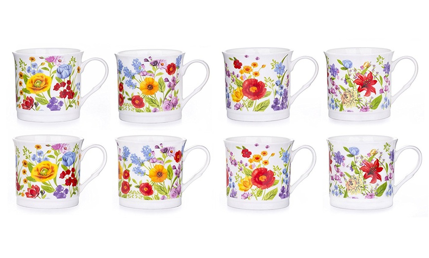 Image 1: Eight Fine Bone China Floral Mugs