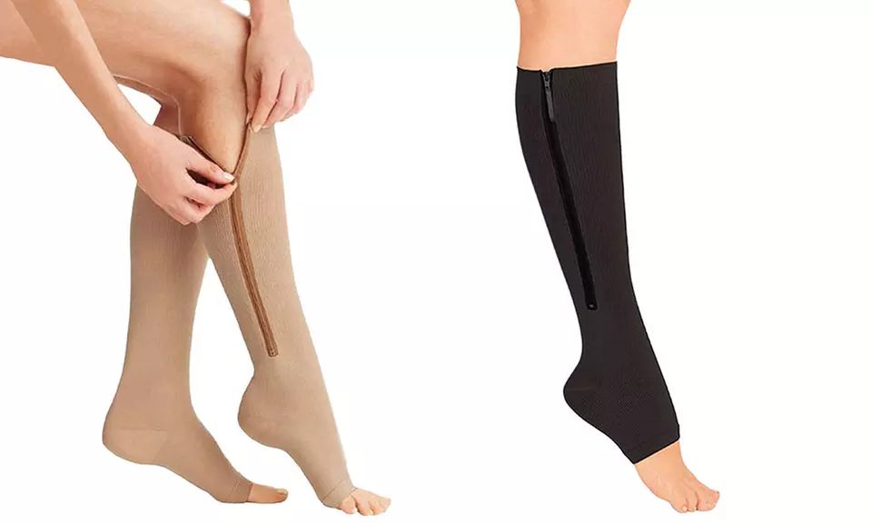 Zip-Up Open-Toe Compression Socks (3- or 5-Pack) - Primary Image