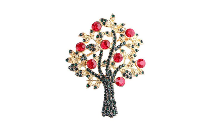 Image 13: Christmas Brooch Pin with Rhinestone Crystal