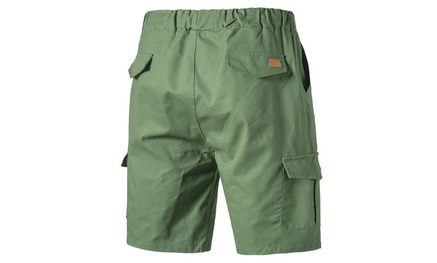 Image 14: Men's Casual Slim Fit Cargo Shorts with Elastic Waist