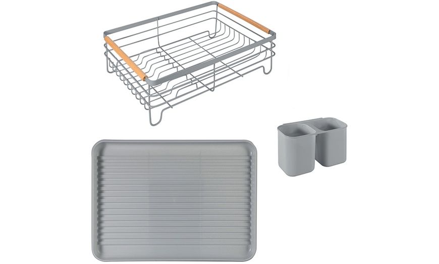 Image 5: Three-Piece Dish Drainer with Drip Tray and Cutlery Holder