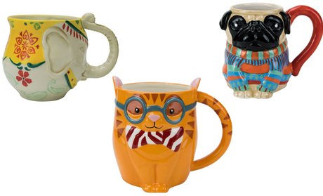 Hand-Painted Earthenware Animal Mug