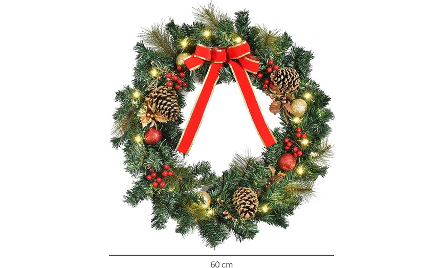 Image 13: Homcom Pre-Lit Christmas Wreath