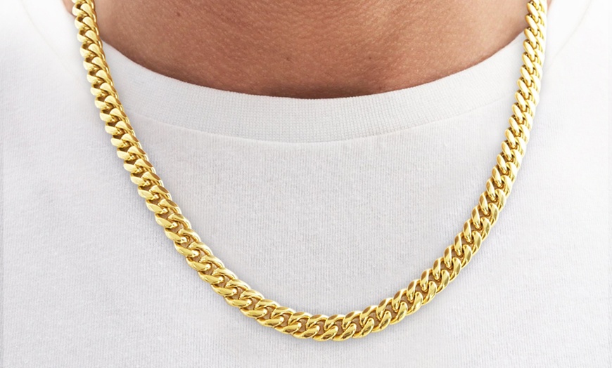 Image 1: Eira Wen Men's Cuban Chain Link Necklace